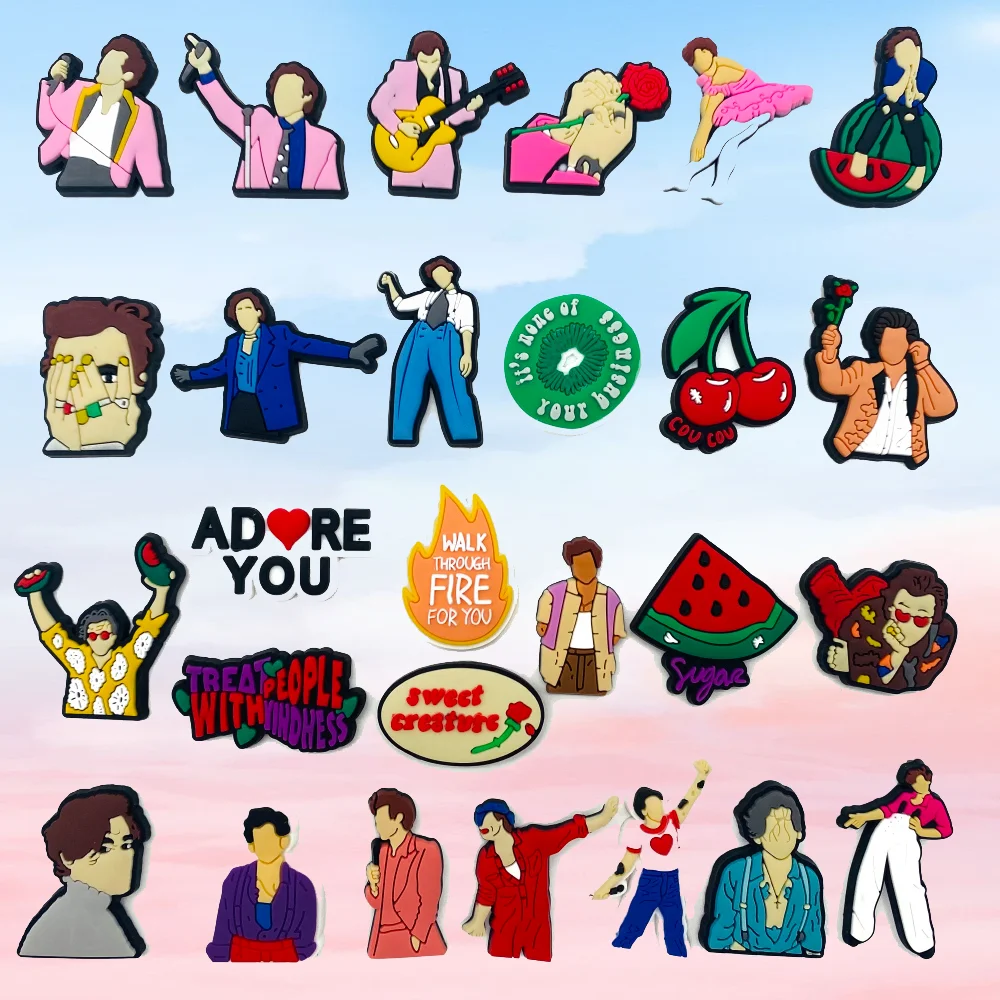 

7/27PCS PVC Famous singer Shoe Charms Accessories Buckle Fit Wristbands Shoe Charms Decoration
