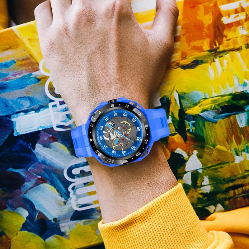 LIGE 新ファッションカジュアルスポーツクォーツマン腕時計クリエイティブミリタリーウォッチ男性用 50 メートル防水シリコーンギア時計腕時計