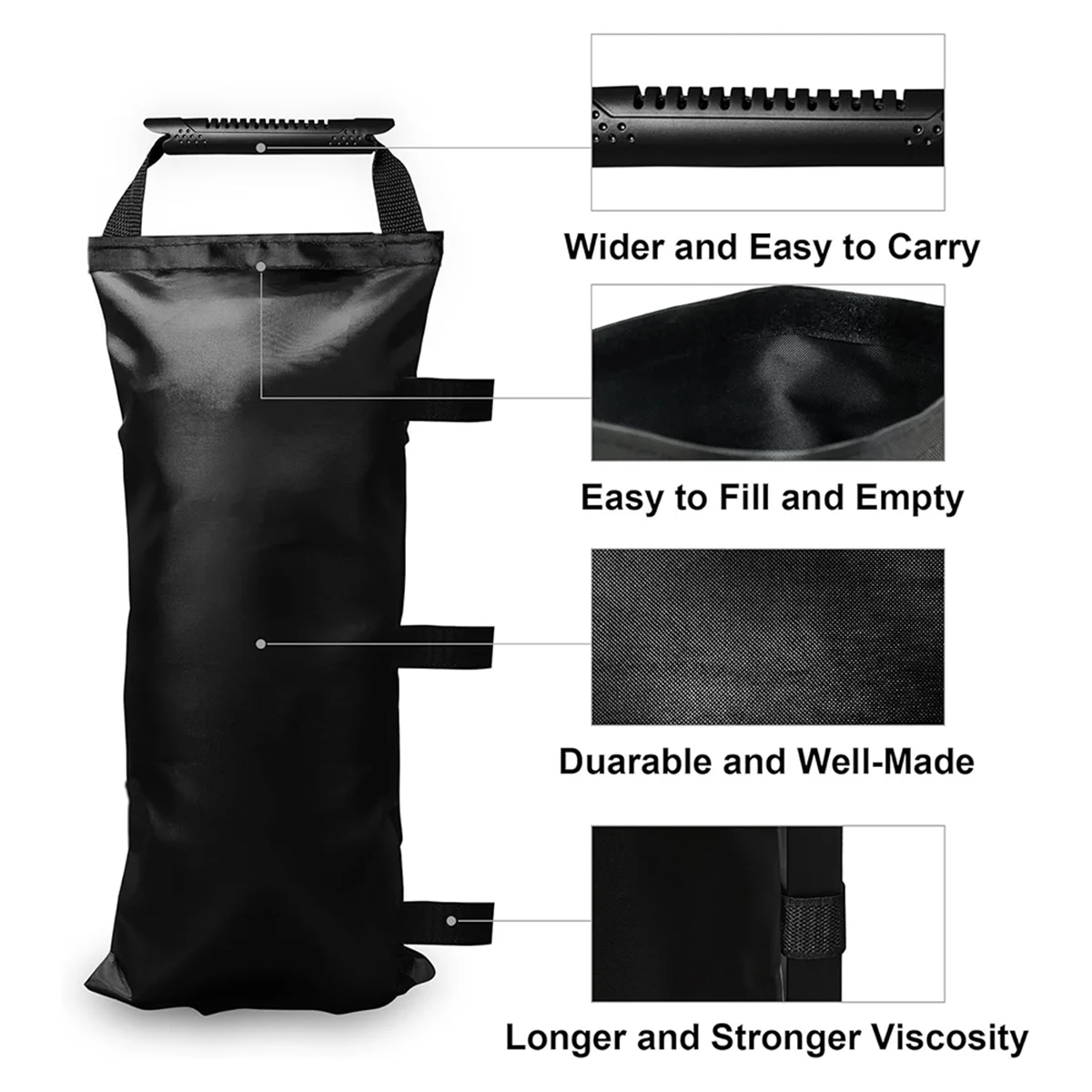 أكياس رمل لأوزان المظلة (بدون رمل) أكياس رمل للوزن أكياس رمل لخيمة المظلة أوزان المظلة 4 عبوات باللون الأسود