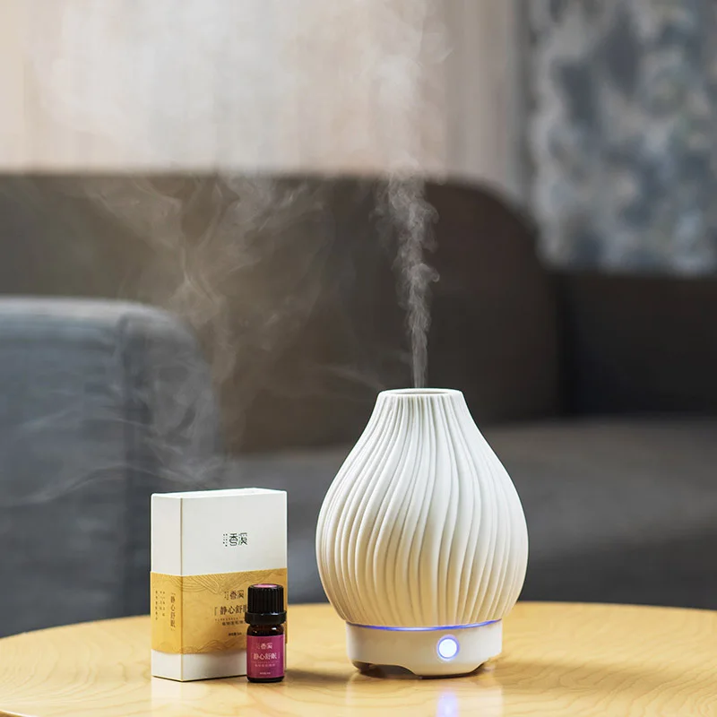 Ceramic Essential Oil Diffuser with Night Light Ultrasonic Aromatherapy Machine Humidifier Home Sleep Aid Aromatherapy Lamps