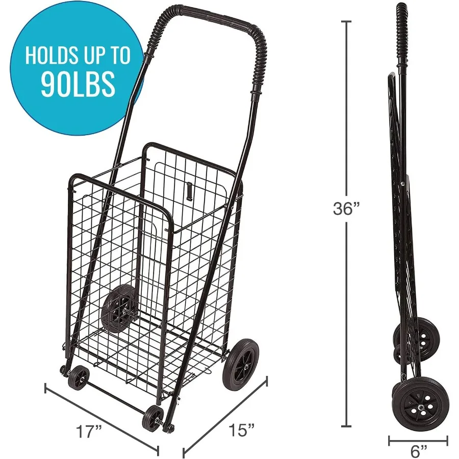 DMI Utility Cart with Wheels to be used for Shopping Grocery Laundry and Stair Climber Cart Weighs 7.5 Pounds but holds up to 9