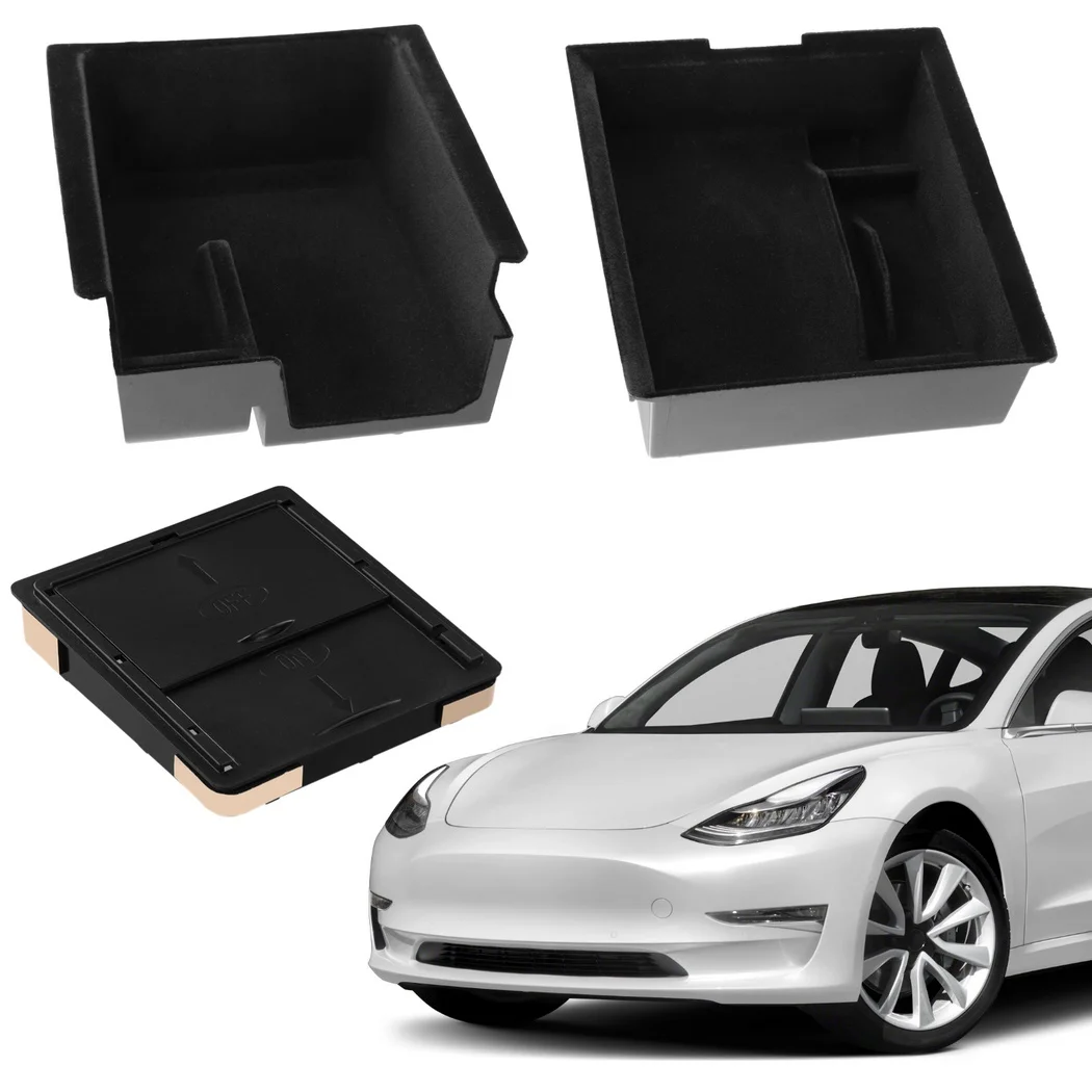 3Pcs Center Console Organizer Kit Center Console Trays For Tesla Model 3 Model Y Armrest Hidden Storage Box Center Organizer