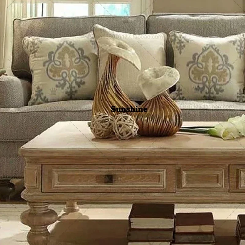 

Modern Luxury Coffee Table Unique Rectangle Elegant Classic Coffee Table With Drawers Beauty Table Basse Living Room FurnitureYY