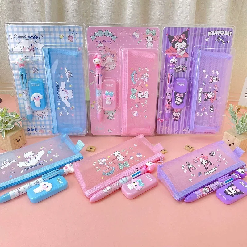 Sanrio Stationery Set Stationery Bag Cinnamoroll Mymelody Kuromi Gel Pens Correction Paper Primary School Supplies Student Gifts