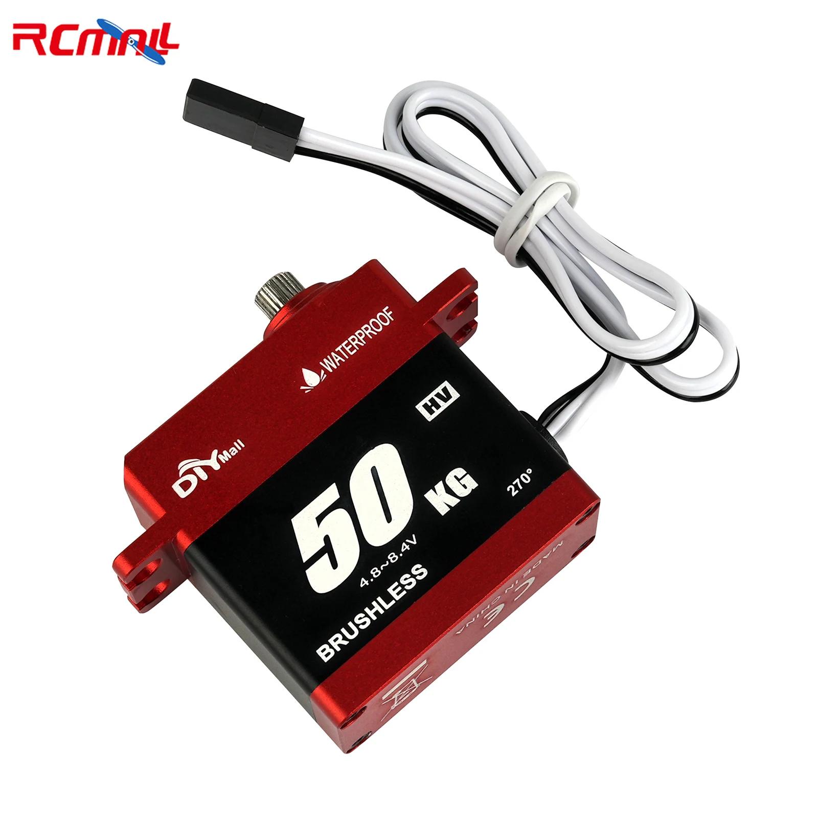 

RCmall 8.4V 50KG High Voltage Digital Servo Brushless Motor Full Metal Gear IP66 Waterproof High Torque Servos for Robot Car
