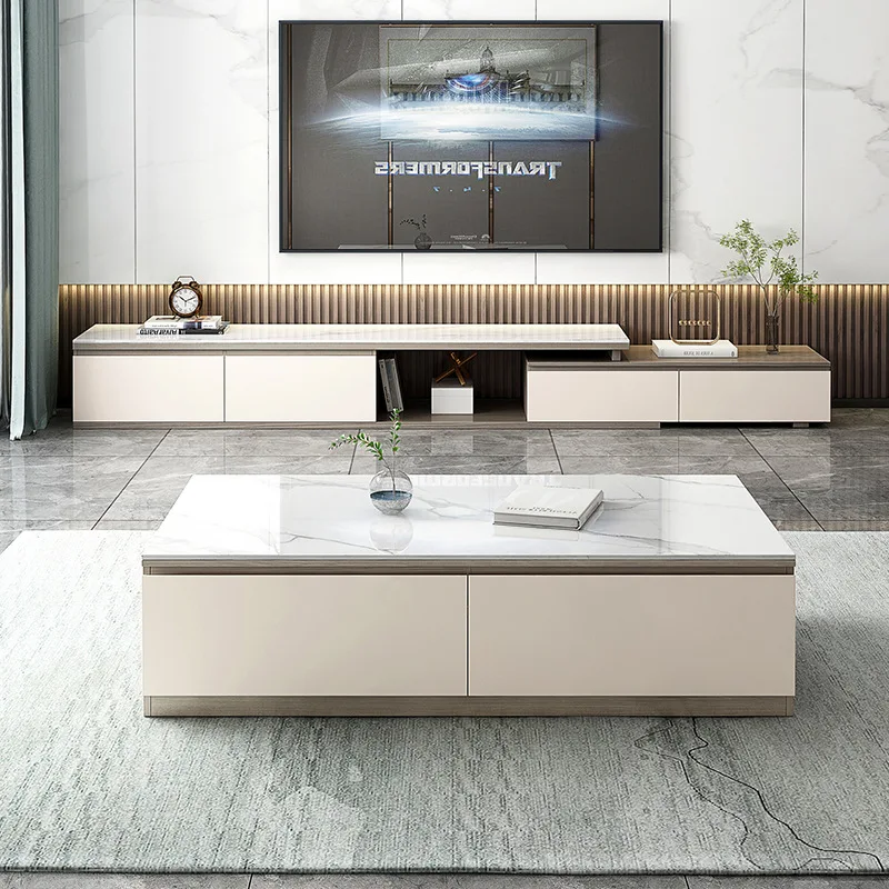 Muyue telescopic TV cabinet, modern simple rock slab TV cabinet, large and small apartments, various living room floor cabinets