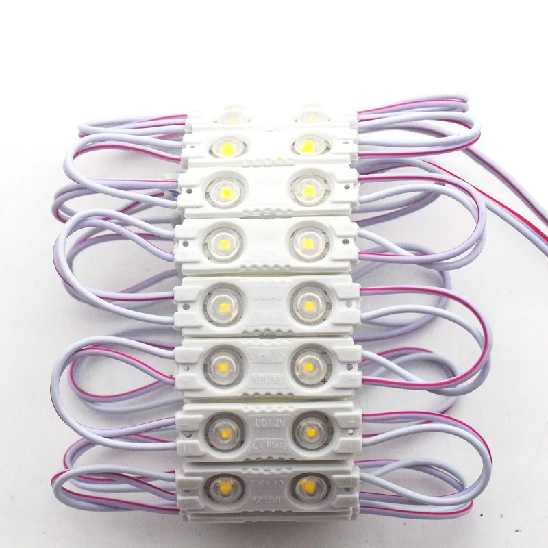 20 Stück 2LED DC12V LED-Modul 2835 6500k Weiß SMD-Module mit Linse 40*12mm Hintergrundbeleuchtung Wasserdicht IP67 Schilderbeleuchtung Kaltweiß