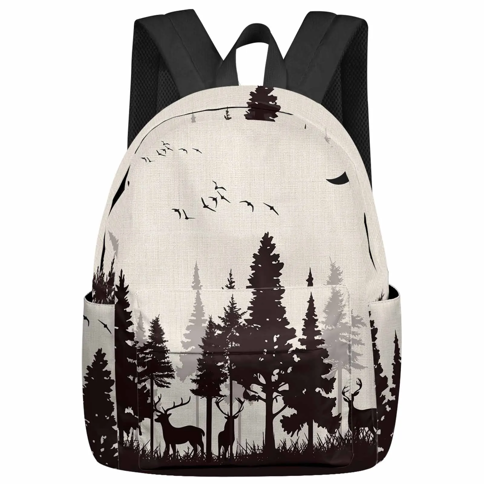 Forest Silhouette Animals Backpack Teenagers Student School Bags Laptop Custom Backpack for Men Women Travel Bag