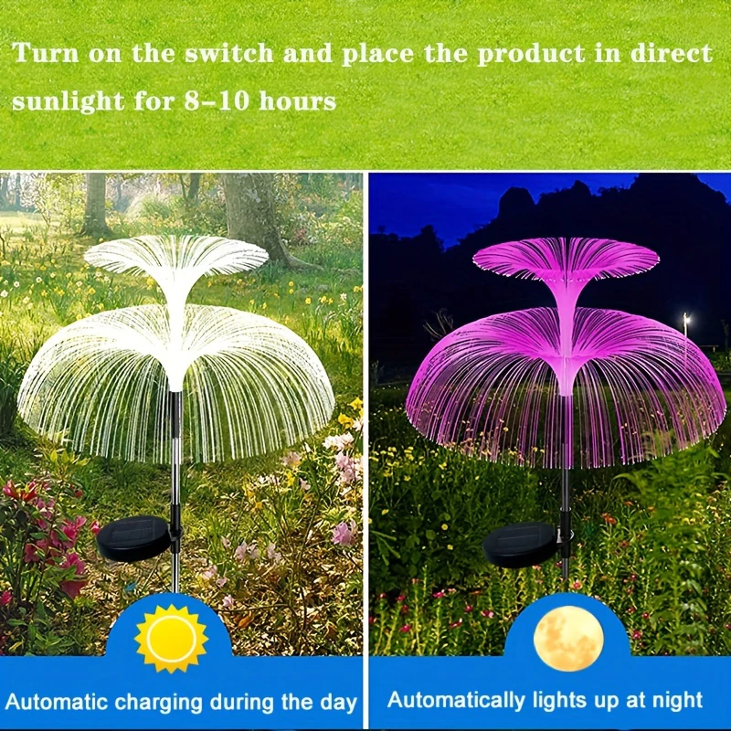 1 pack 1/2/3 Layer Solar Fountain Jellyfish Lights Christmas Tree Lights With Colorful Changing LED Halloween Decorations