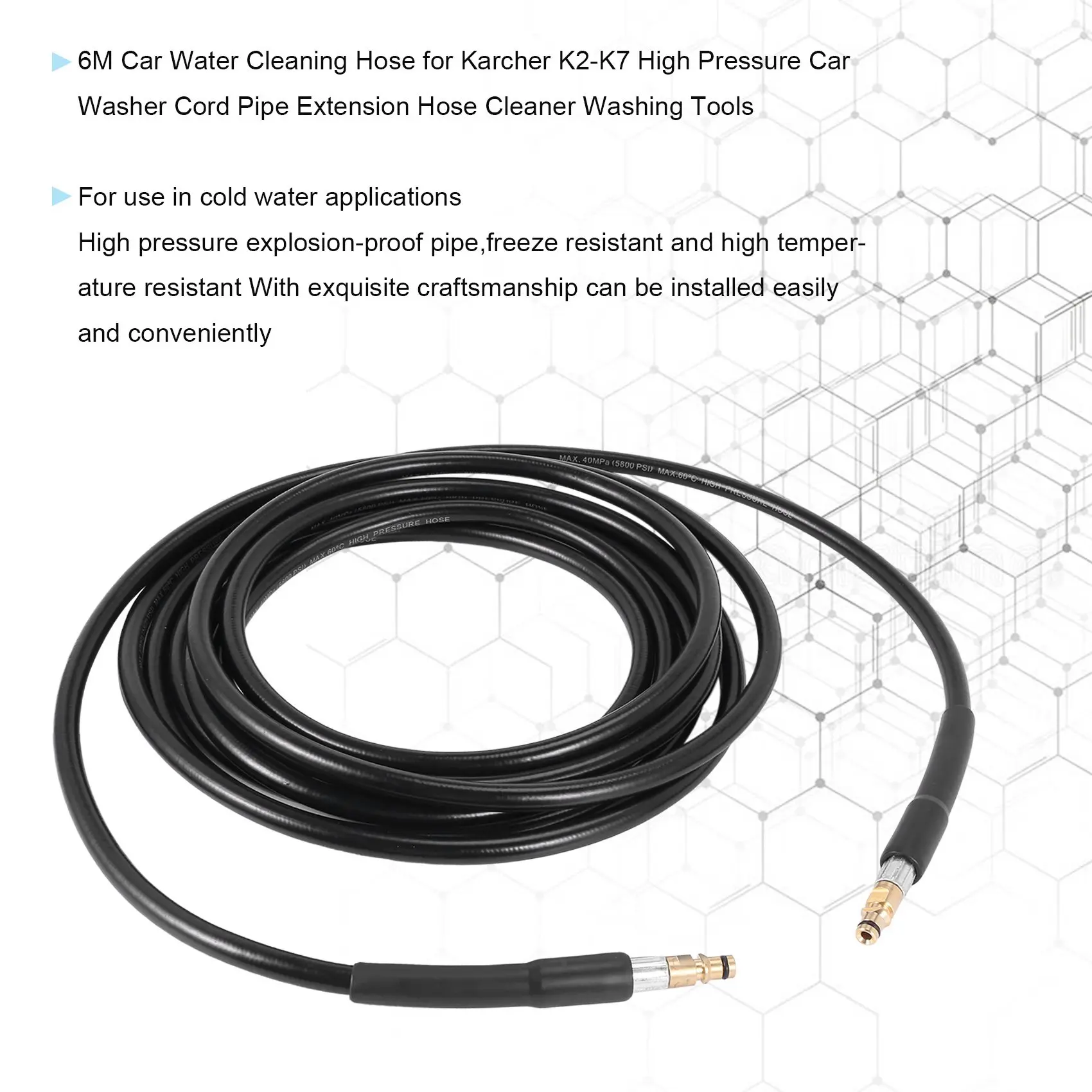AFOURT-Car Water Cleaning Hose For Karcher K2-K7 High Pressure Car Washer Cord Pipe Extension Hose Cleaner Washing Tools
