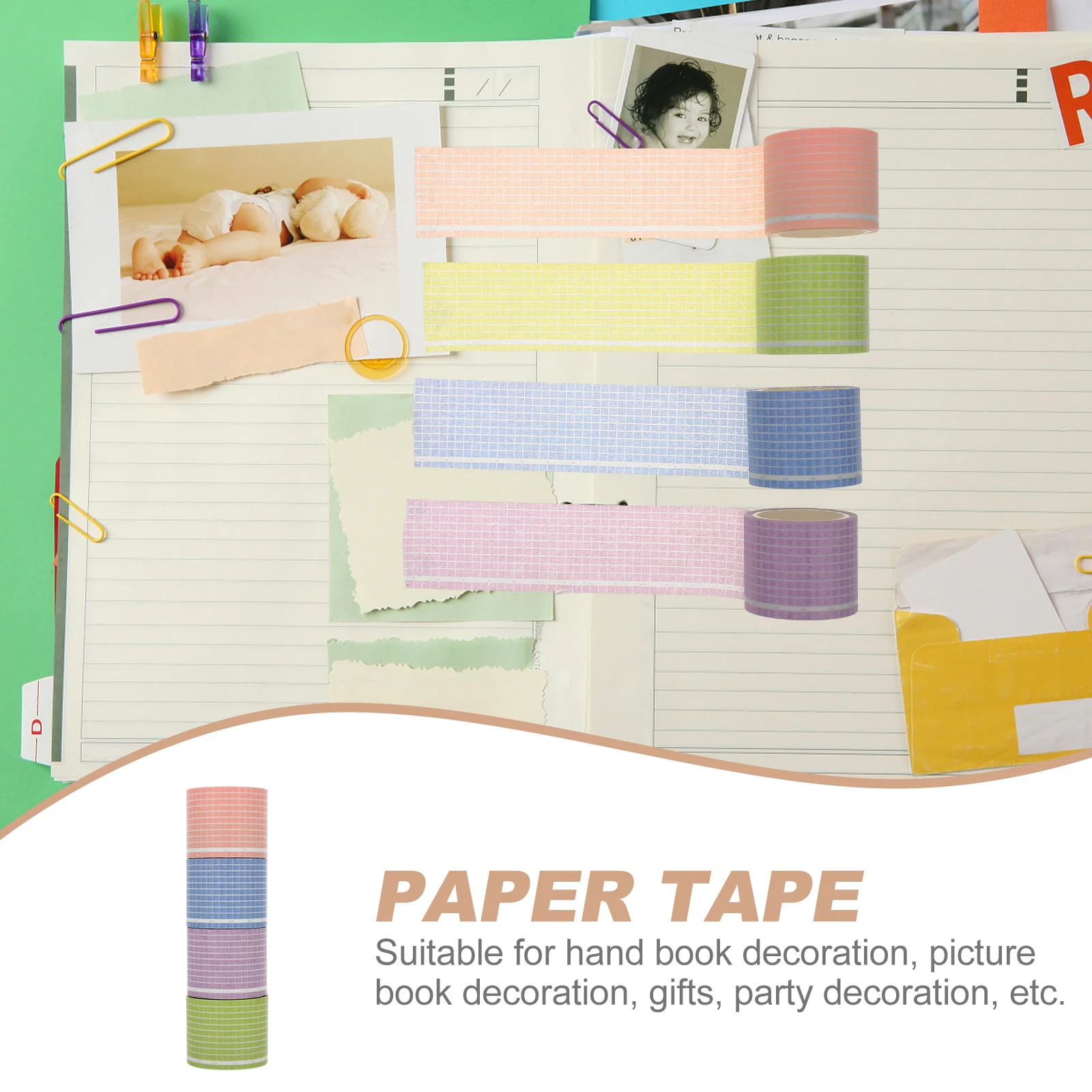 4 قطعة ملصقات شريطية ورقية إبداعية من اشي مواد سكرابوكينغ لأقنعة المخطط مذكرات ديكور أشرطة يدوية ذاتية الصنع