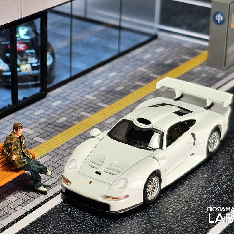 Sparky 1/64 Porsche 911 GT1 witte legering speelgoedmotorvoertuig gegoten metalen model