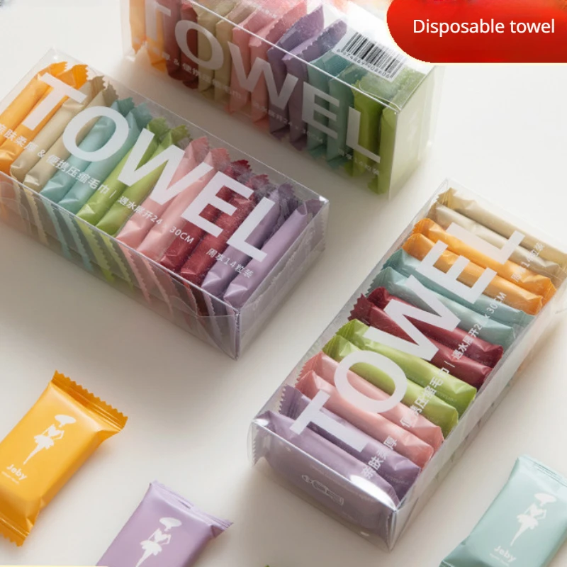 14pack Tablet 14Pcs Compressed Towel Travel Disposable Face Towel Cleaning Quick Drying Towel Pure Cotton Non-Woven