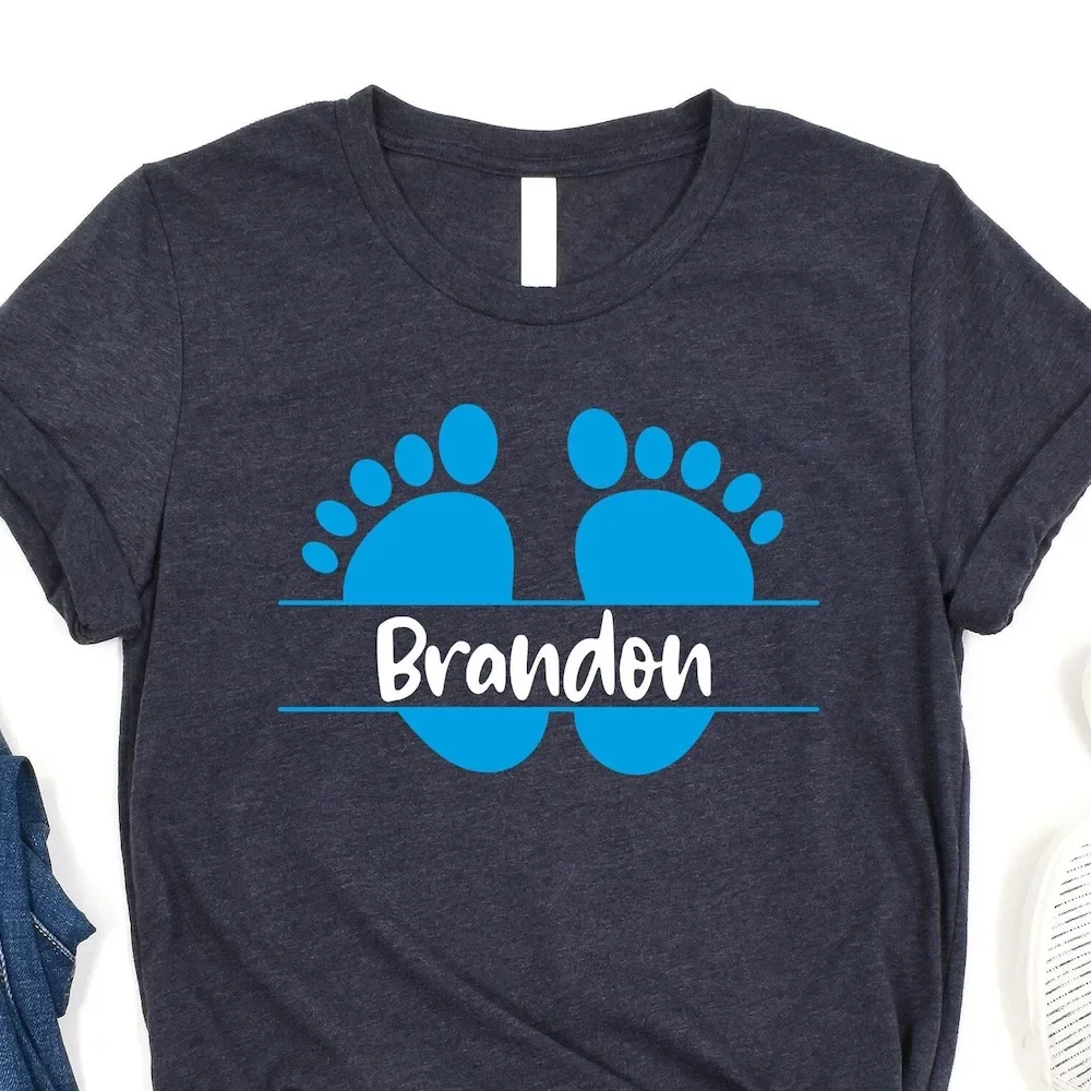 Custom Baby Name T Shirt Cute Pregnant Announcement Shower New Mom Gender Revial