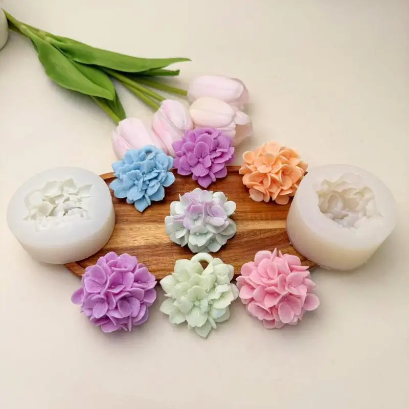 ●Hydrangea Flower Silicone Mold DIY Aromatherapy Candle Gypsum Resin Clay Mold Kitchen Baking Cake Decoration Flower Mold