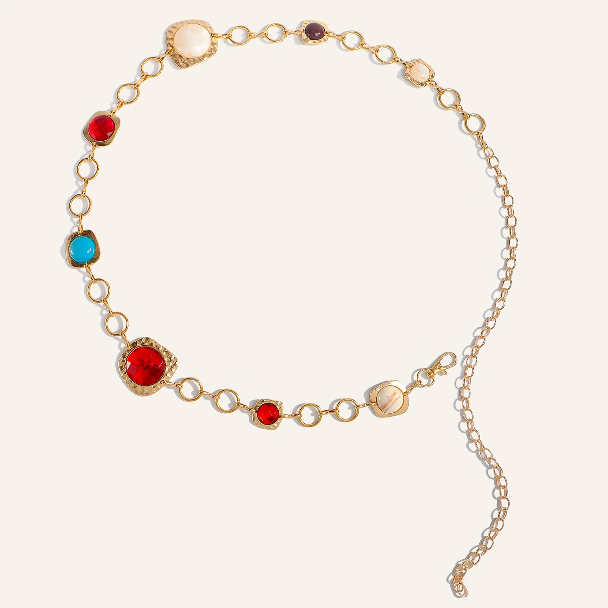 

1 шт. модная красочная металлическая поясная цепочка с драгоценными камнями для женщин, стильный универсальный модный аксессуар для ремня