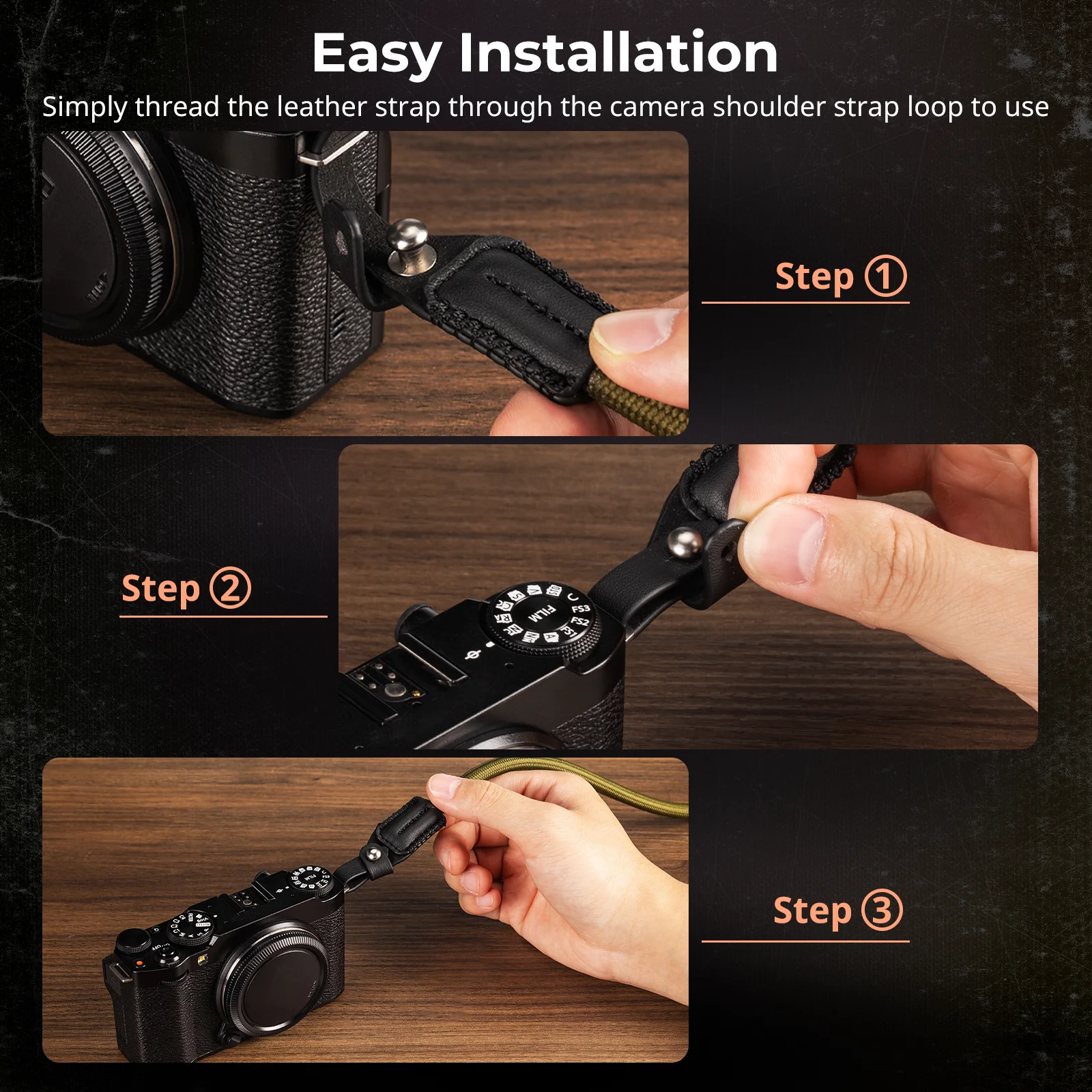 SmallRig Universal Braided Shoulder Strap, Nylon Genuine Leather Camera Neck Strap for SONY for GoPro for Nikon for DSLR Camera