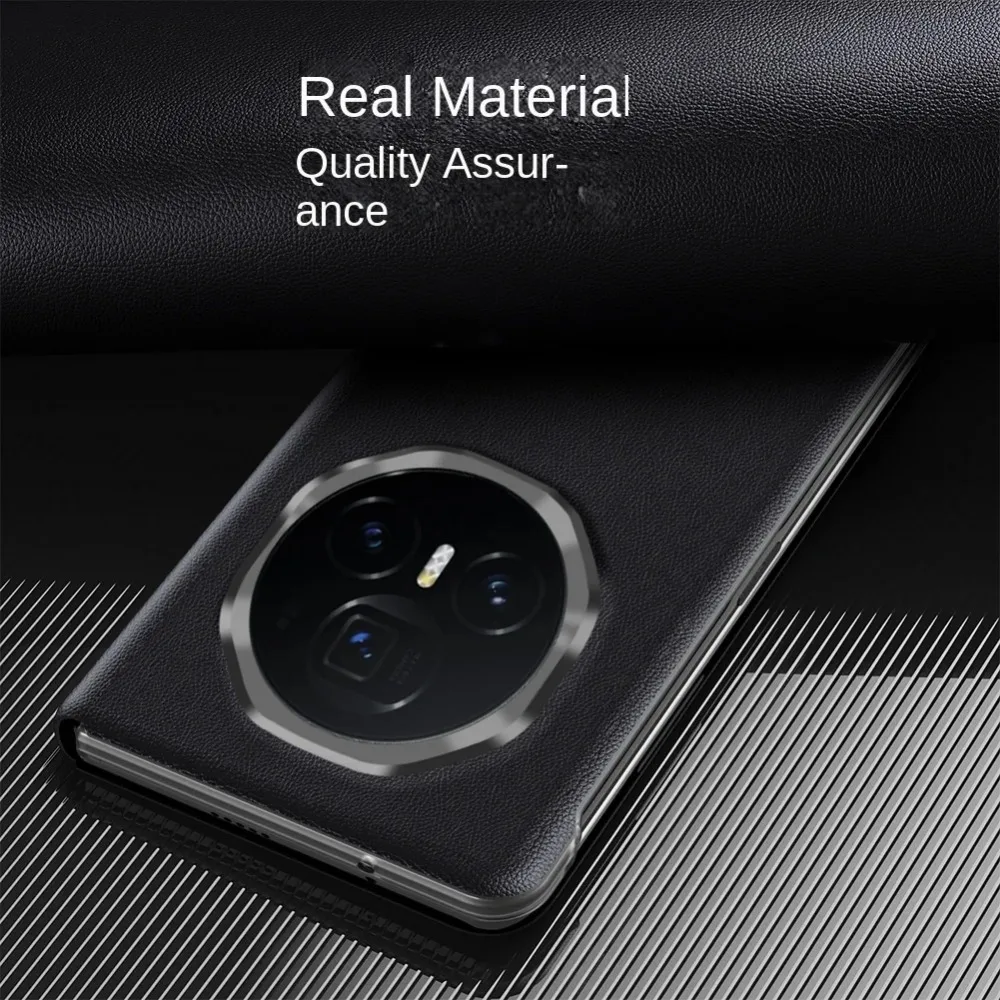 Роскошный деловой кожаный чехол для телефона с личи для Honor Magic V5, умный чехол для сна с магнитной кожаной подставкой, защитный чехол для камеры