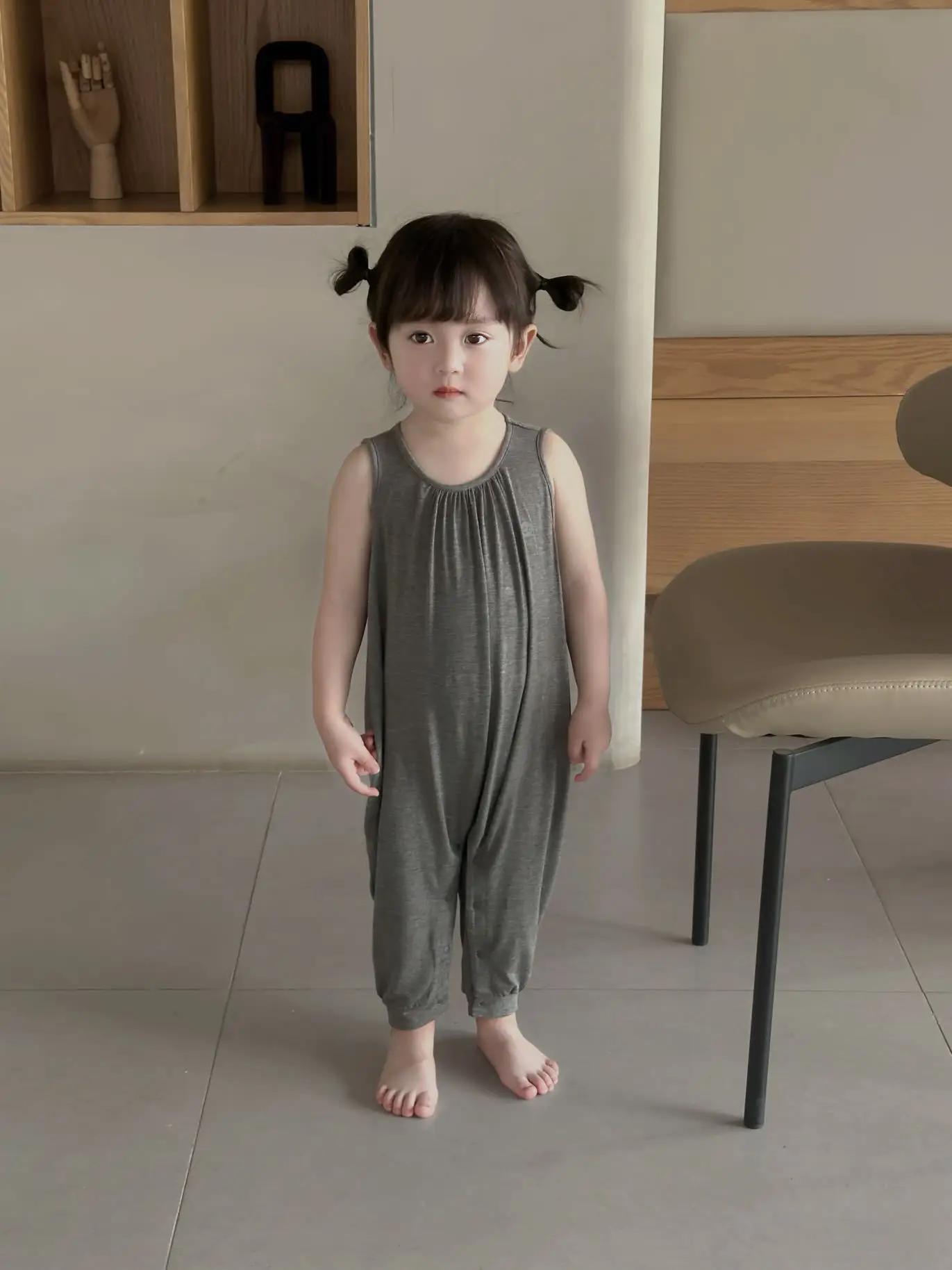 

Baby Summer Long Sleeveless Rompers Pure Cotton Solid Color Casual Bodysuit Kids Clothes 73-102cm