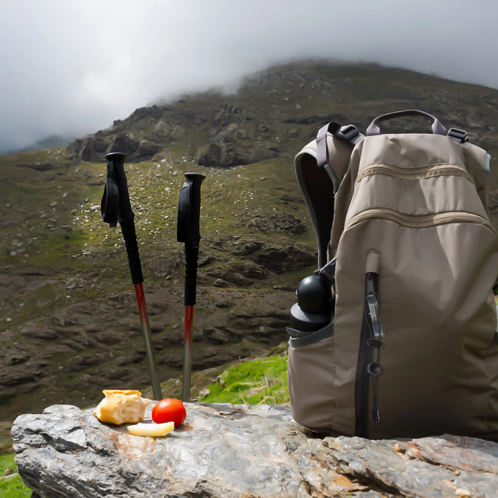 2Pcs Backpack Pole Holder Elastic Rope Adjustable Hiking Walking Stick Strap Trekking Outdoor Gear Securing Ball Bungee Cords