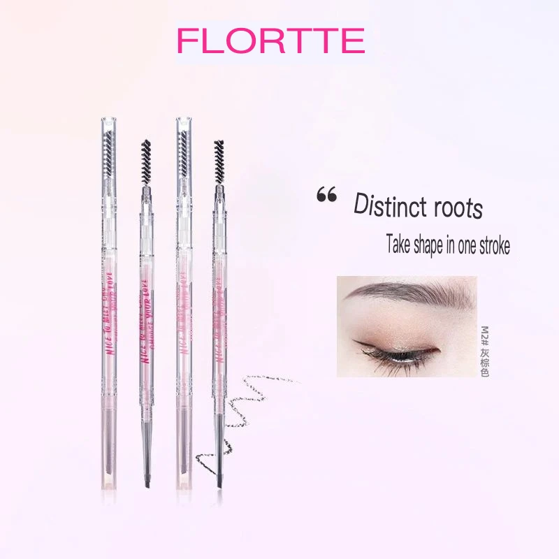 FLORTTE Hualoriya crayon imperméable longue durée Double extrémité Ultra-fin naturel étudiant novice sourcil sauvage ne se décolore pas