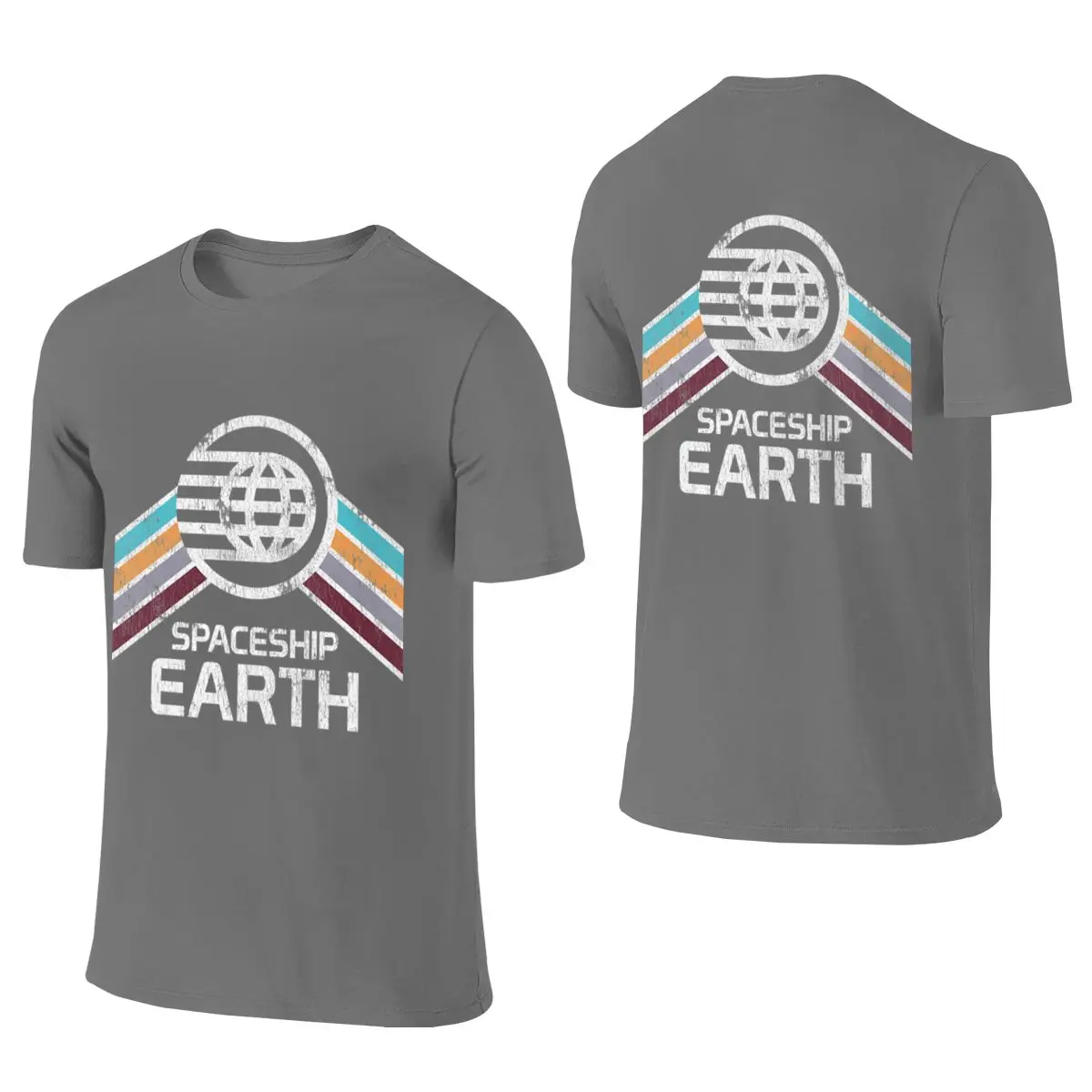 Spaceship Earth Logo In Vintage Distressed Retro Style Versatile Reversible T-shirt Lazy Vibe Korean Atmosphere T-shirt