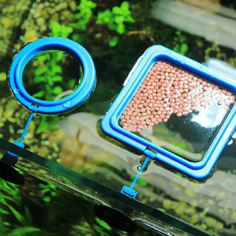 

2pcs Suction Cup Aquarium Feeding Ring Square Circle Anti-Scatter Fish Tank Feeder Buoyancy Design Floating Food Tray