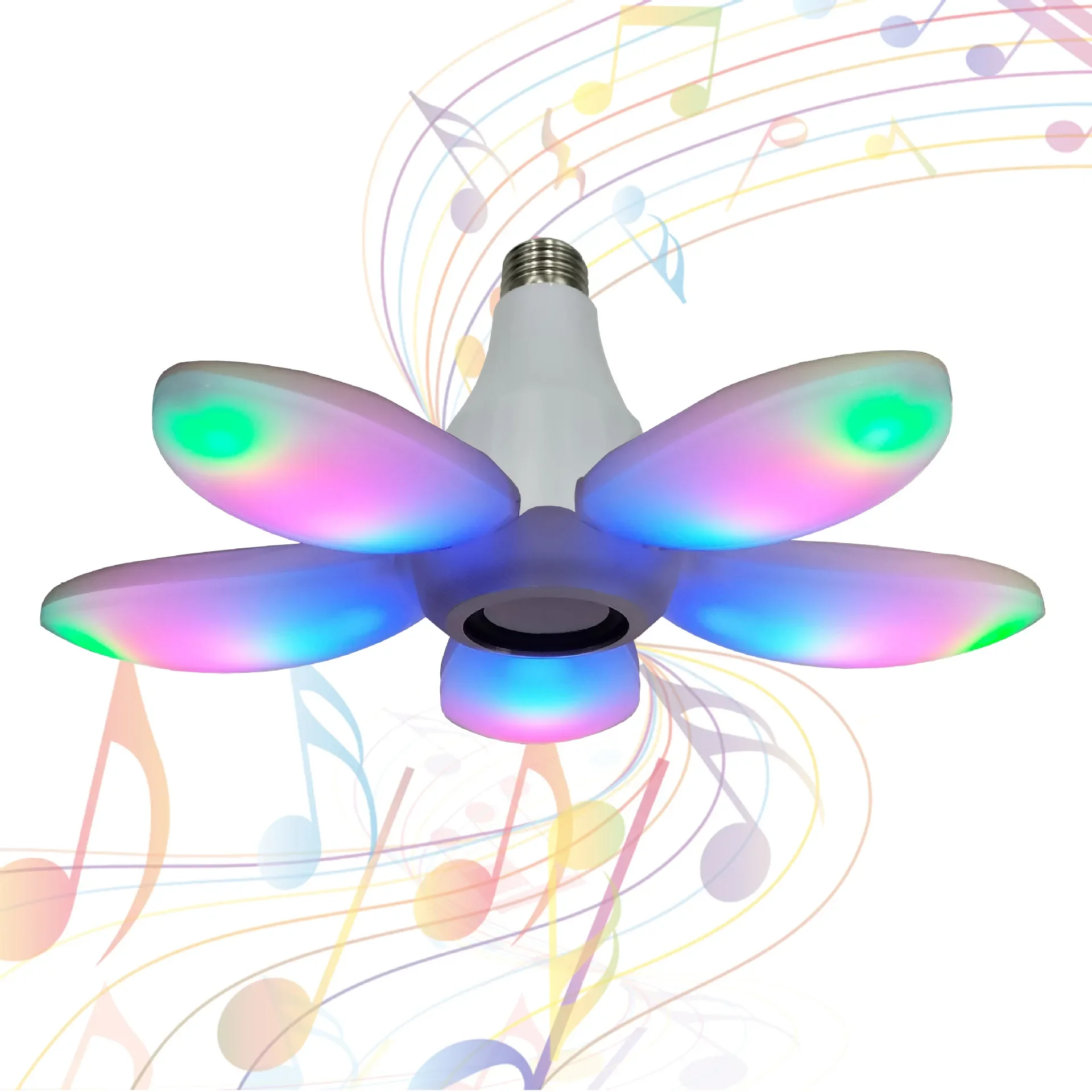 New Product 45w Led Music Light E27 E26 Ac85-265v Remote Colorful Fan Blade Led Bulb For Party