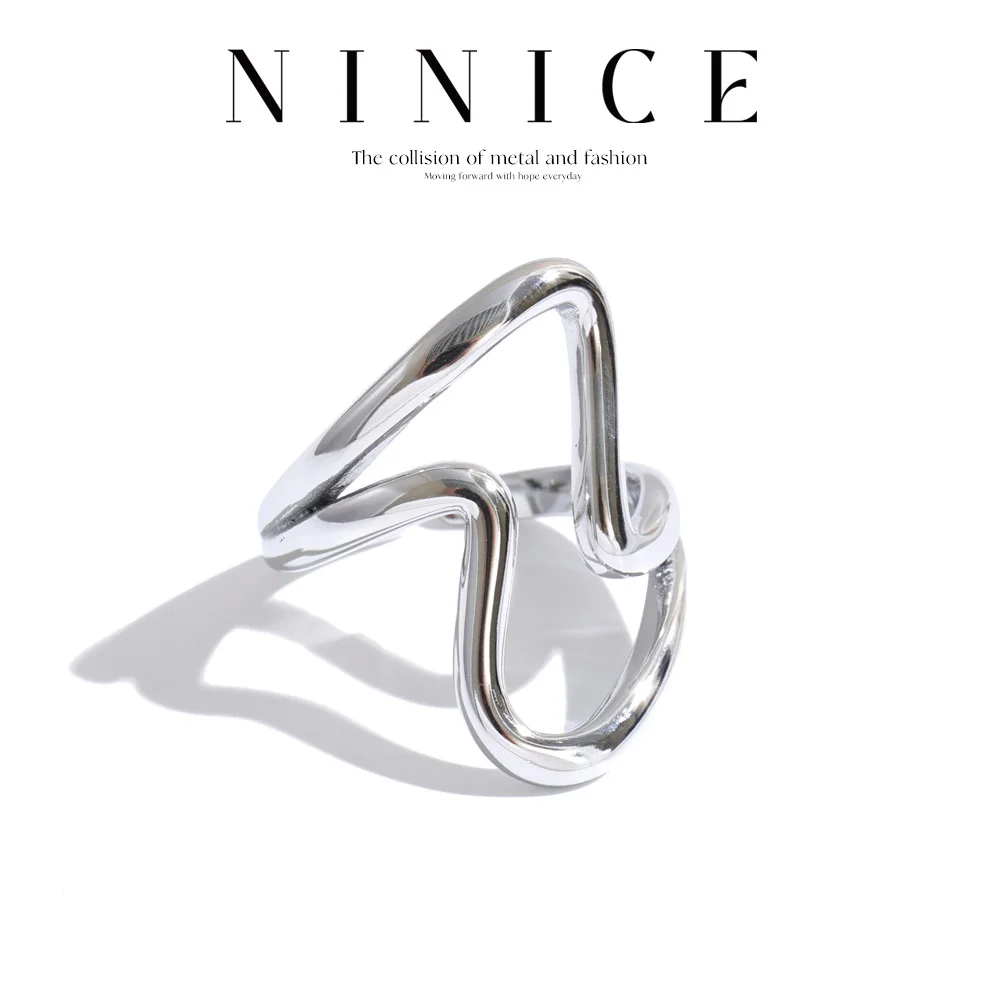 NiNice Stainless Steel Irregular Open Finger Ring Finger Ring Modern Trendy For All Occasions Jewelry Wholesale