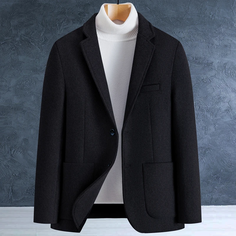 

High-quality, fashionable, stylish, versatile, trendy urban casual men's woolen overcoat, thickened mid-length coat for autumn a