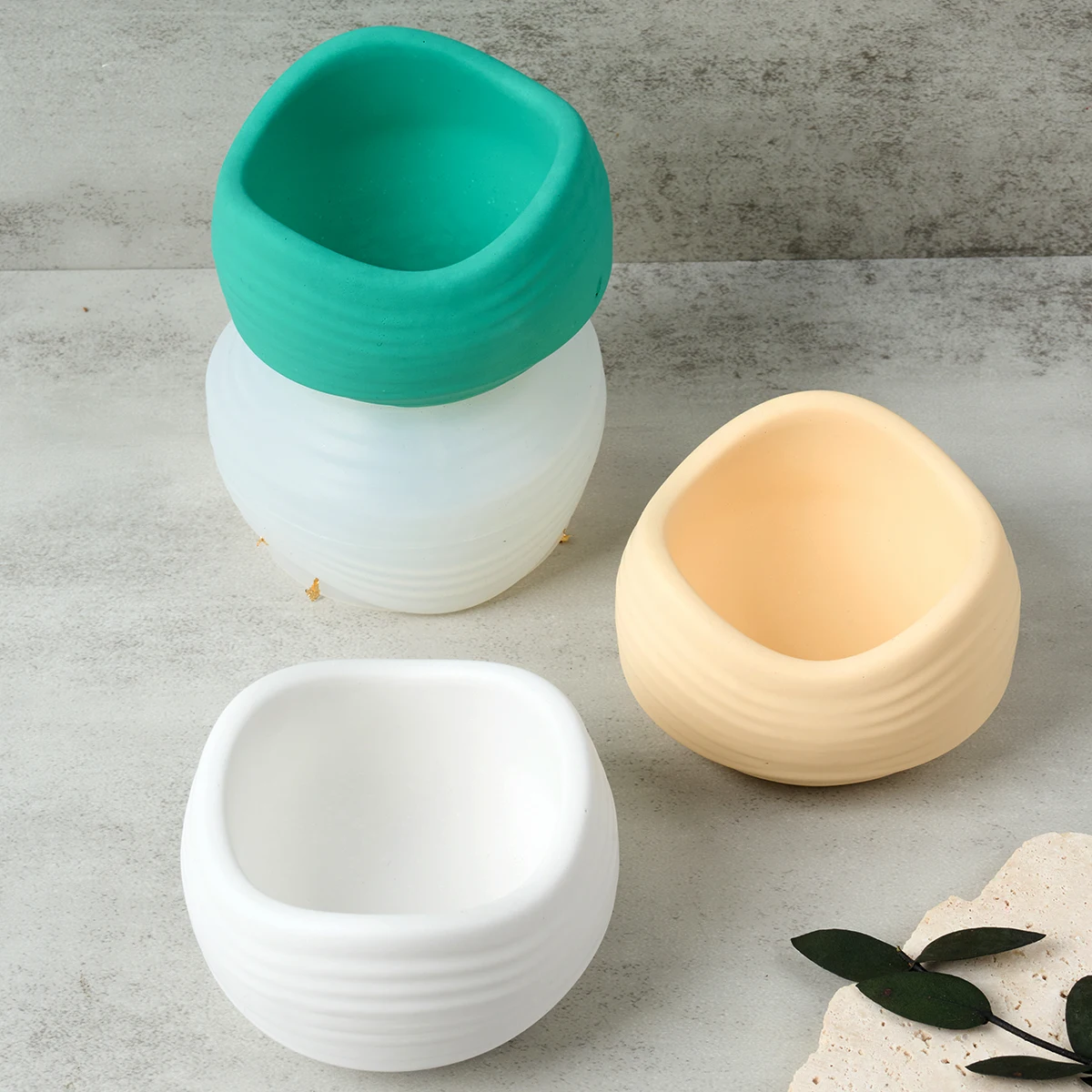 Fala świeca kubek formy silikonowe gipsowa cementowa soczysta doniczka pudełko do przechowywania słoik pachnący formy żywiczne DIY Handmade Home Decor — zdjęcie 6