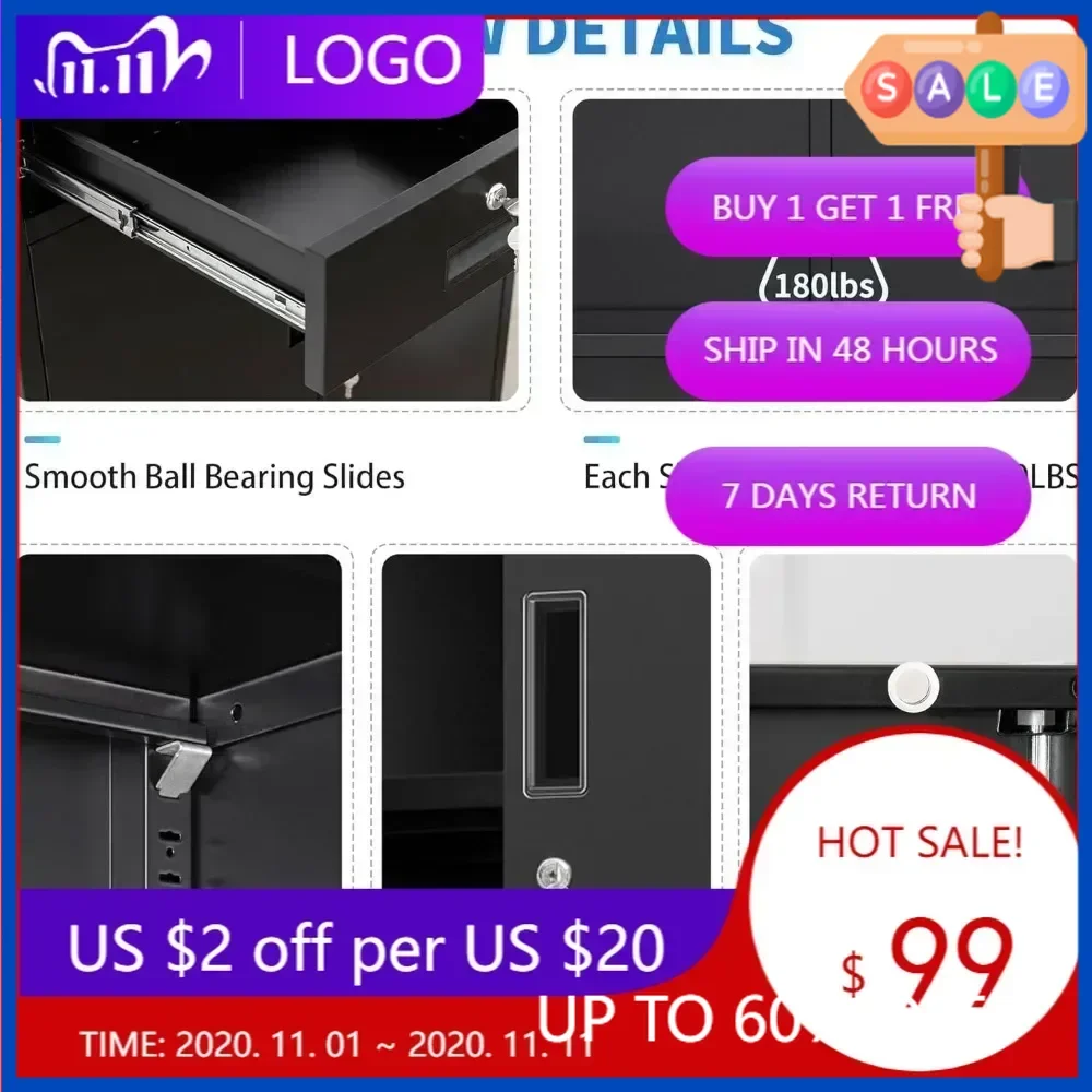 

BestsellerHot salesMetal Storage Cabinet, 36 H Locking Storage Cabinet with Two Drawers and Adjustable Shelf, Metal Cabinets for