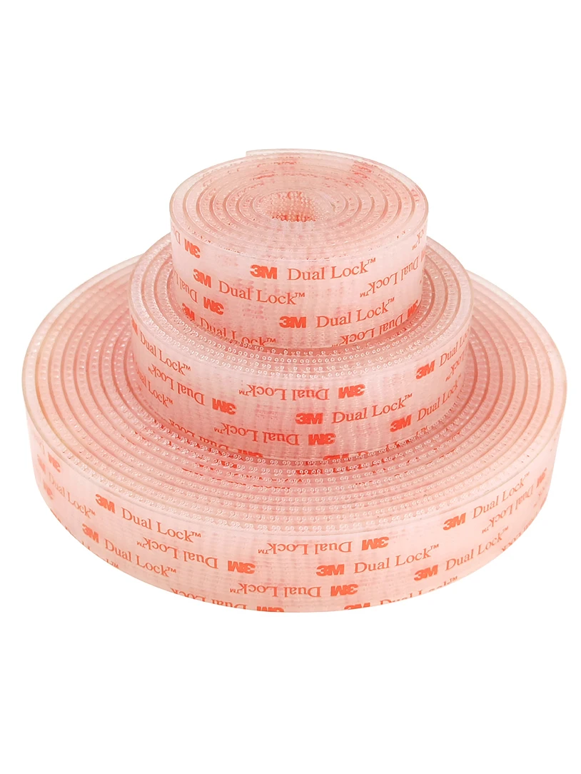 이중 잠금 투명 재밀폐 패스너, 투명 버섯 접착 테이프 타입 250, 25.4mm, 50.8mm 너비, SJ3560