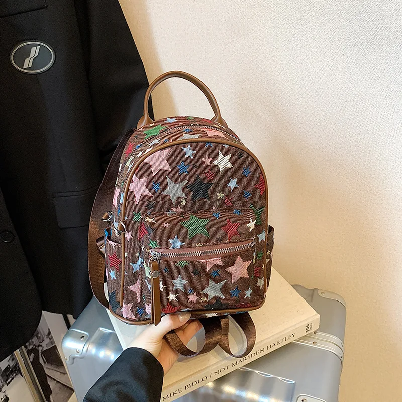 bolsa-feminina-2025-nova-moda-coreana-impressa-mochila-personalidade-lantejoulas-estrela-versatil-viagem-pequena-mochila