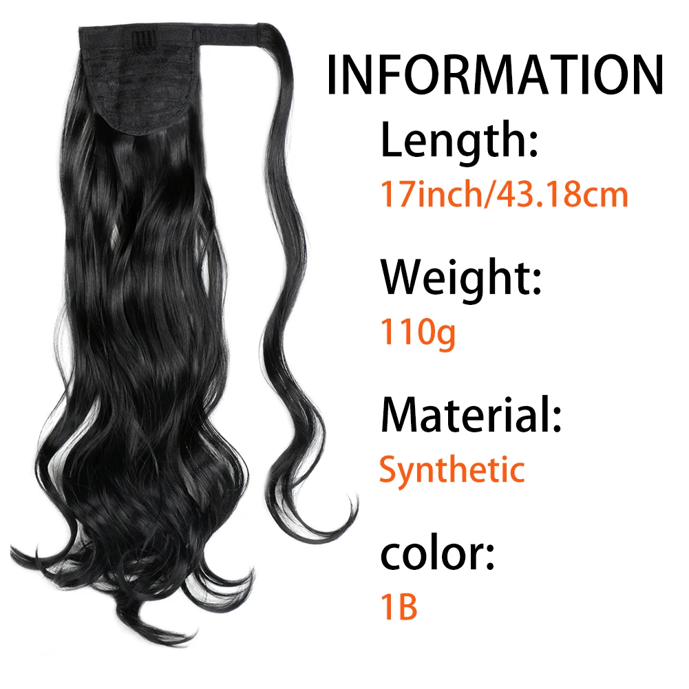 Belle Show Synthetic Long Wave Ponytail Wrap Around Ponytail Clip in Hairpiece Heat Resistant Natural Hairpieces for Women