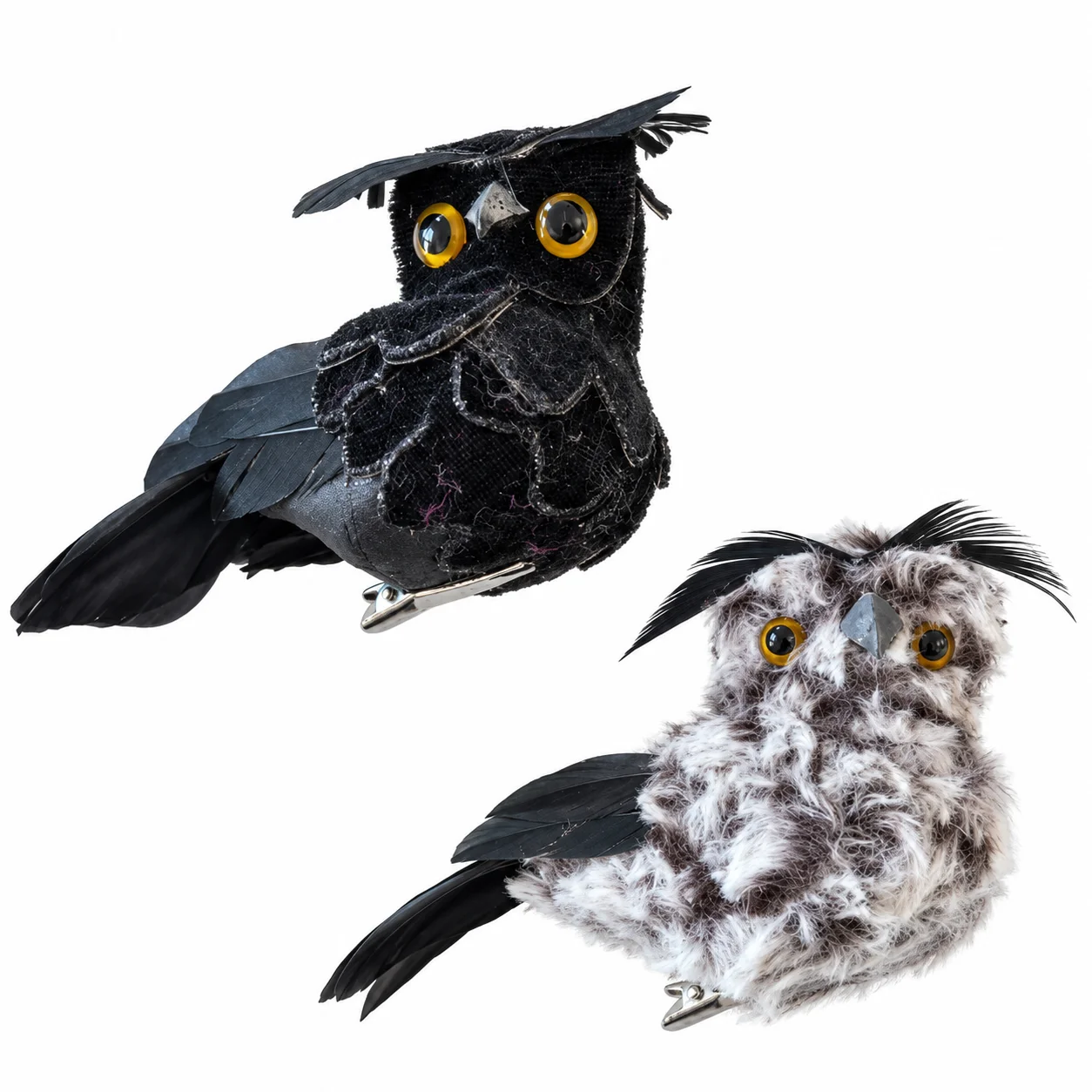 2PCS Artificial Owl Ornaments Decorative Owl Figurines for Home Garden Tree Display Multicolor