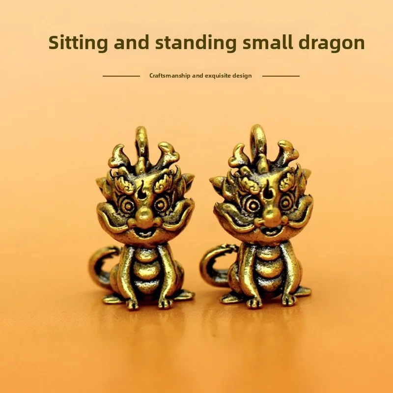 Bronze Dragon Sitting Stall Popular Small Commodities High-End Sense Cross-Border Exclusive Yellow Bronze Craftsman Artwork