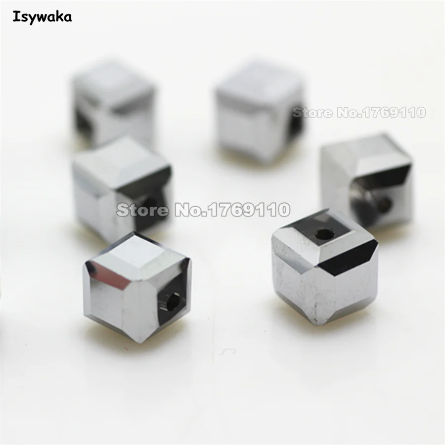

Isywaka 100 шт. 8 мм блестящие серебряные квадратные австрийские хрустальные бусины, очаровательные стеклянные бусины, свободные бусины-разделители для изготовления ювелирных изделий своими руками