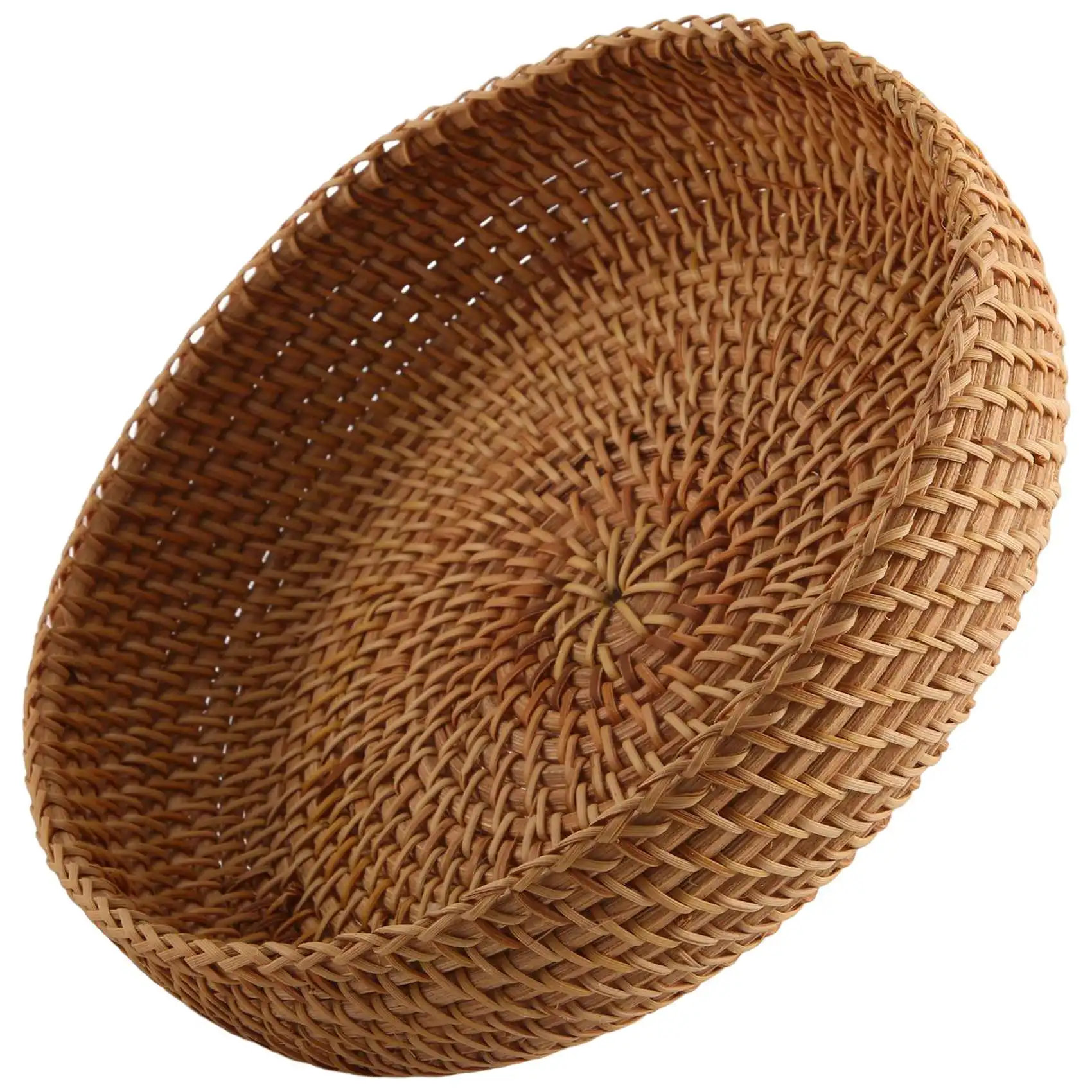Cestino portaoggetti rotondo intrecciato in Rattan autunnale fatto a mano cestino per il pane in Rattan per cucina cibo Picnic pane Sundry Mini