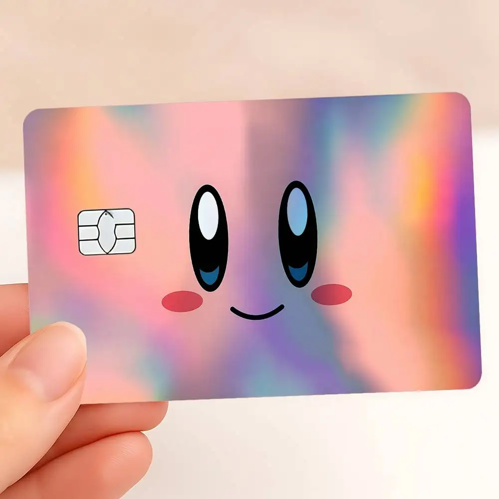 Cartoon Cute I-KirbyS Holographic Sticker Laser Film Shinny Skin For Debit Credit Bank Card