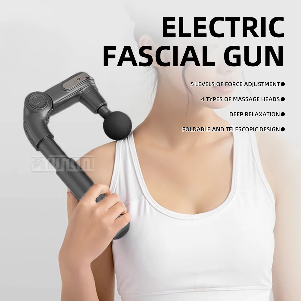 Electric Fascia Gun Telescopic Foldable High Frequency Vibration Muscle Massager Deep Relaxation Portable