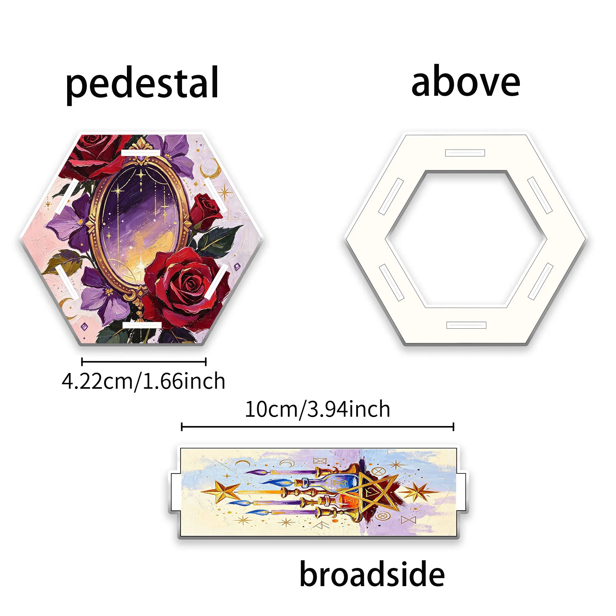 11pcs (1pc pen holder+10pcs random ballpoint pen) Retro mysticism Tarot style magic witch theme hexagonal acrylic pen holder