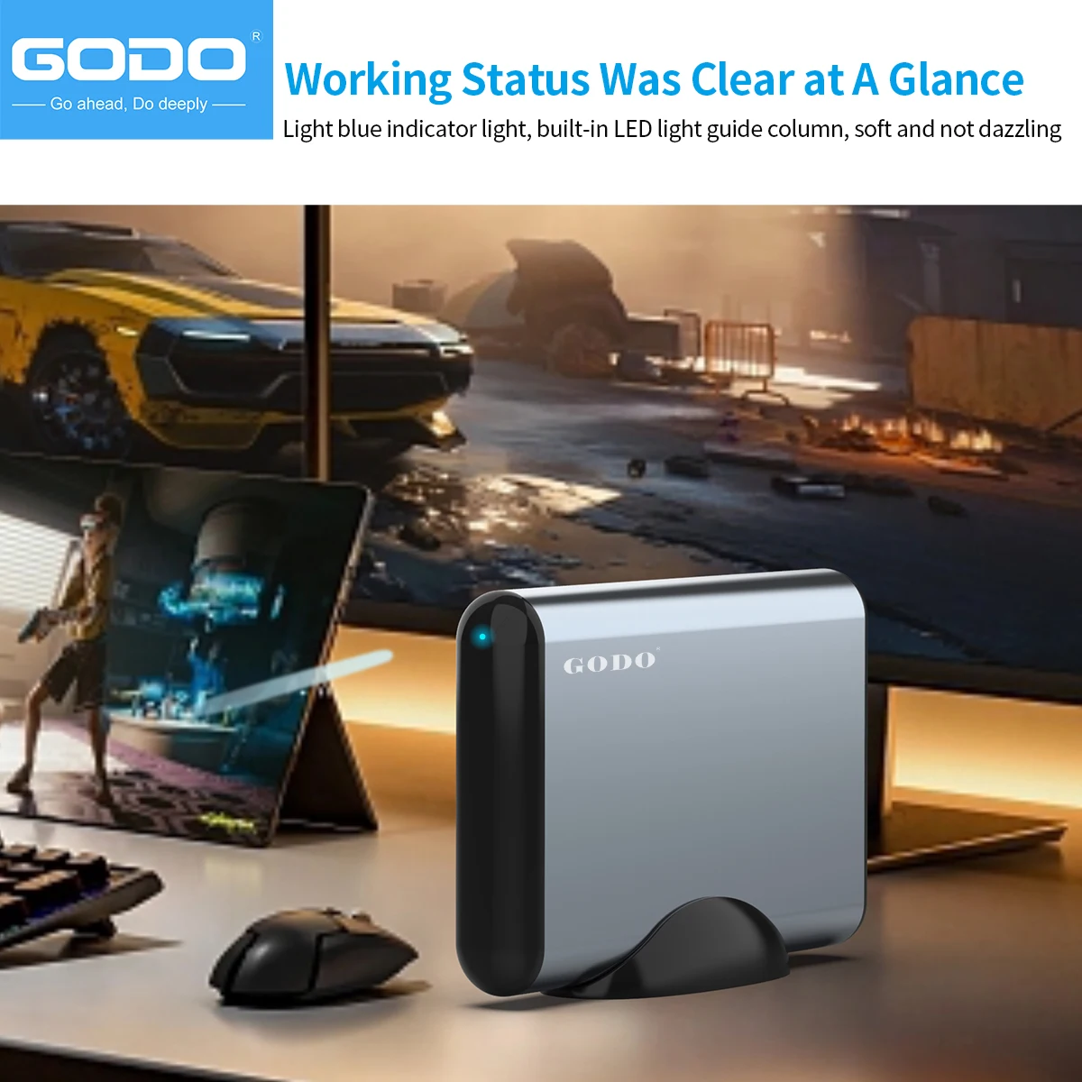 GODO-Gabinete de Disco Rígido Externo, Dock Case de Alumínio com Suporte, 2.5 ", 3.5 SATA, HDD, SSD,USB 3.0, 18TB