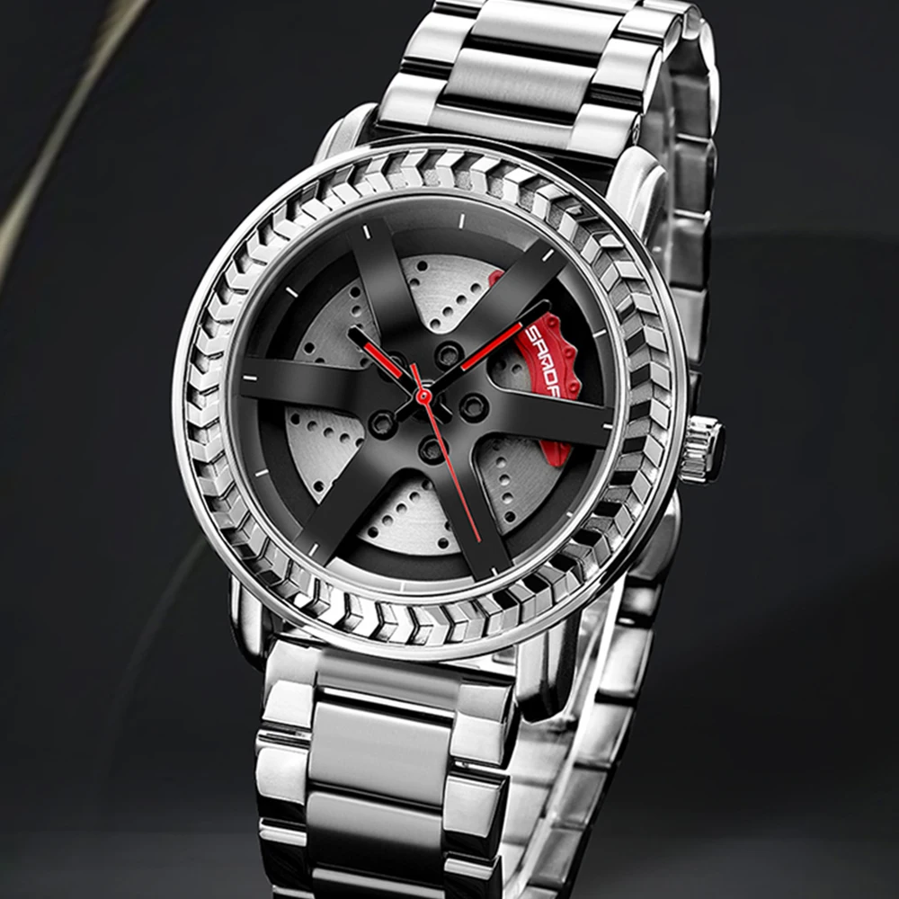 

Cool Man Watches Voiture Wheel Rim Hub Men Sports Watch Car Rim Hub Reloj Stainless Steel Waterproof Creative Relogio Masculino