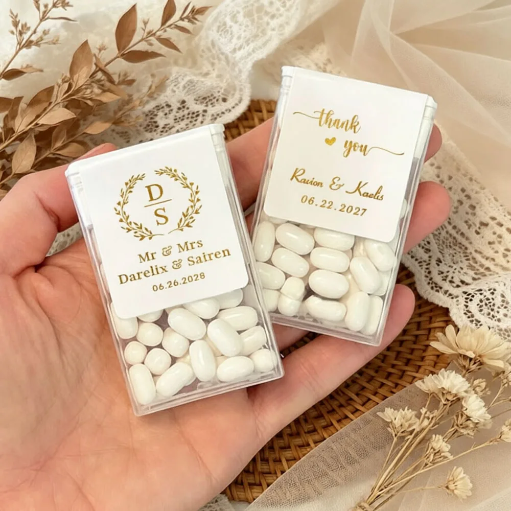 42pcs Custom Engagement Wedding Mint Stickers,Personalized Gold Foil Favor Labels for Bridal Shower,Anniversary Birthday Decor