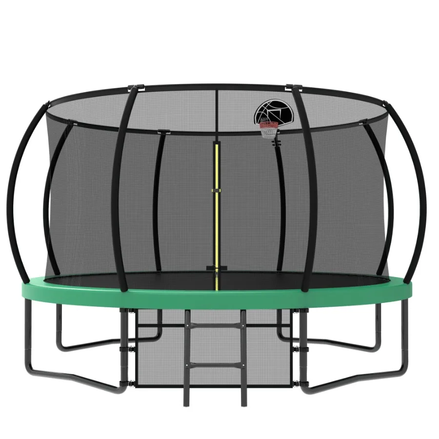 

12FT Recreational Trampoline with Safety Enclosure Net Ladder Outdoor Recreational Trampolines