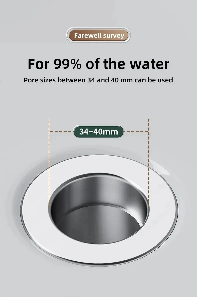2PCS Washbasin Leak Plug, Stainless Steel Odor Proof Bouncing Core, Press Type Sink Drain, Universal Accessory for Washbasin
