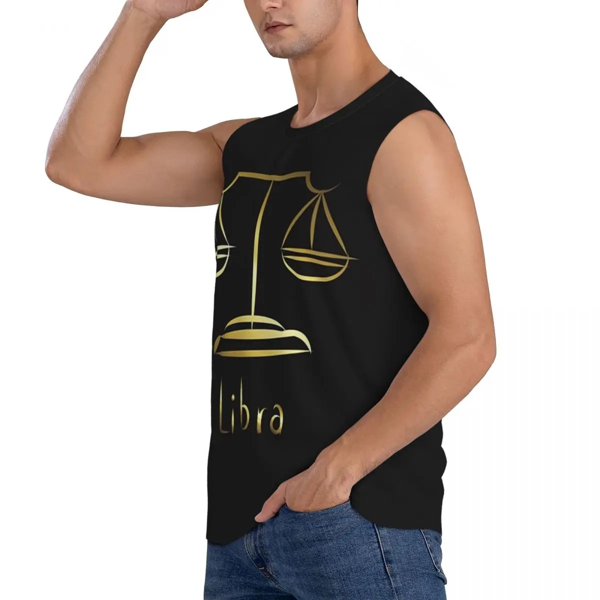 Gold Scales Of Justice Law Logo Lawyer Legal Party Men Sleeveless Tank Tops Quick Dry Breathable Gym Fitness Running Sport Vest