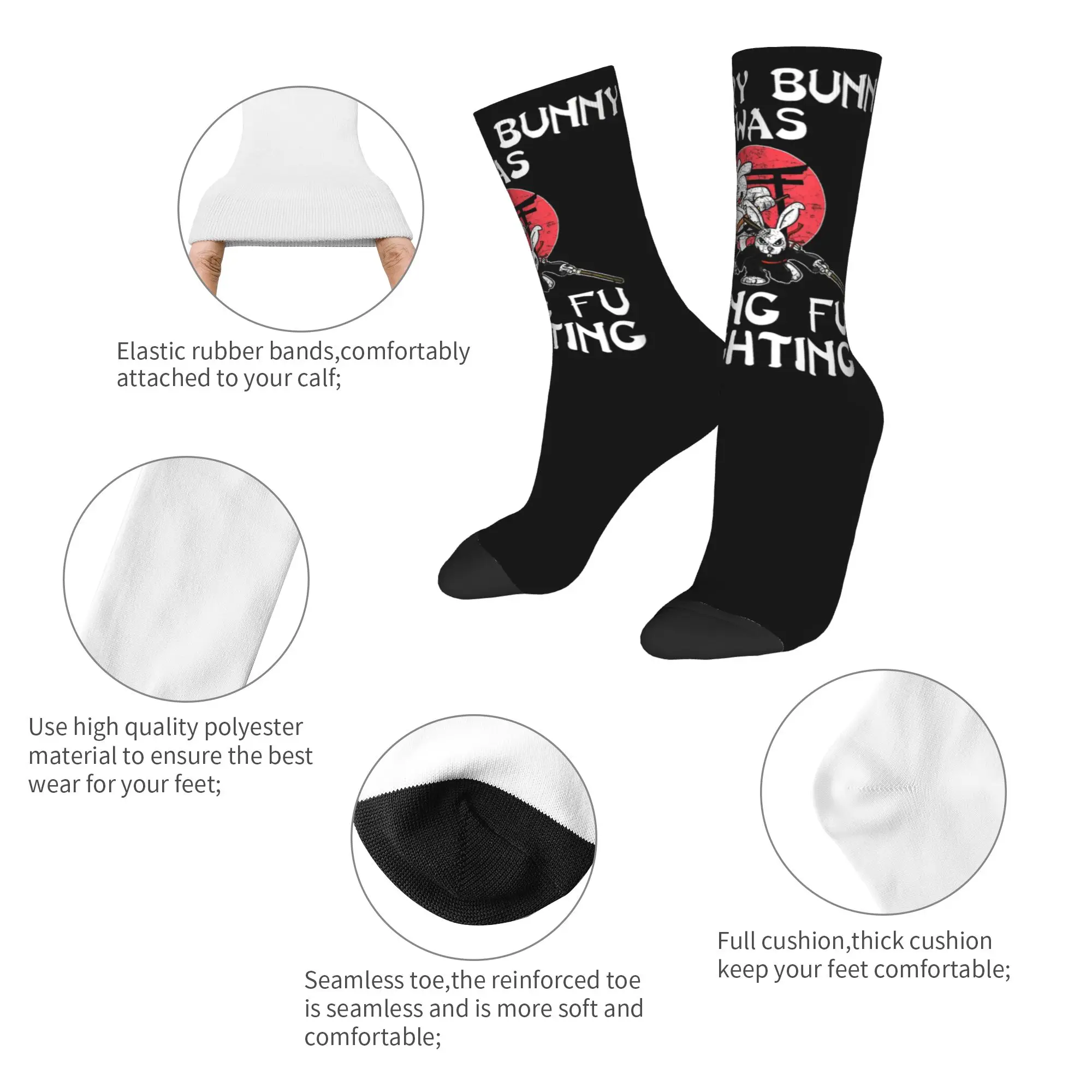 Autumn Winter Crazy Design Men's Women's Rabbit Kung Fu Socks  Sweat Absorbing Soccer Socks