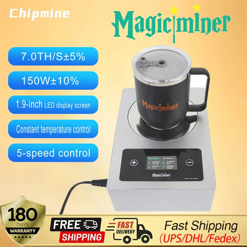 

Magicminer WM02 7TH/s 150W SHA256 Bitcoin Miner 1.9-inch LED Display Screen Cup Warmer Thermostatic Cup Mat Crypto Solo Miner